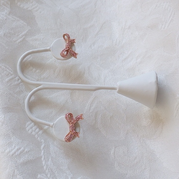 KJL Bow Pink Rhinestone Rose Gold Post Earrings - Picture 2 of 5
